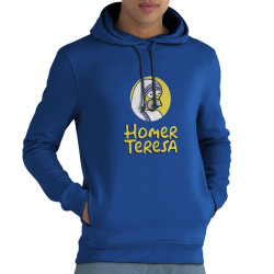 Sweat homme à capuche coton bio bleu royal Homer Teresa (Andy,Humour,Films/Séries)