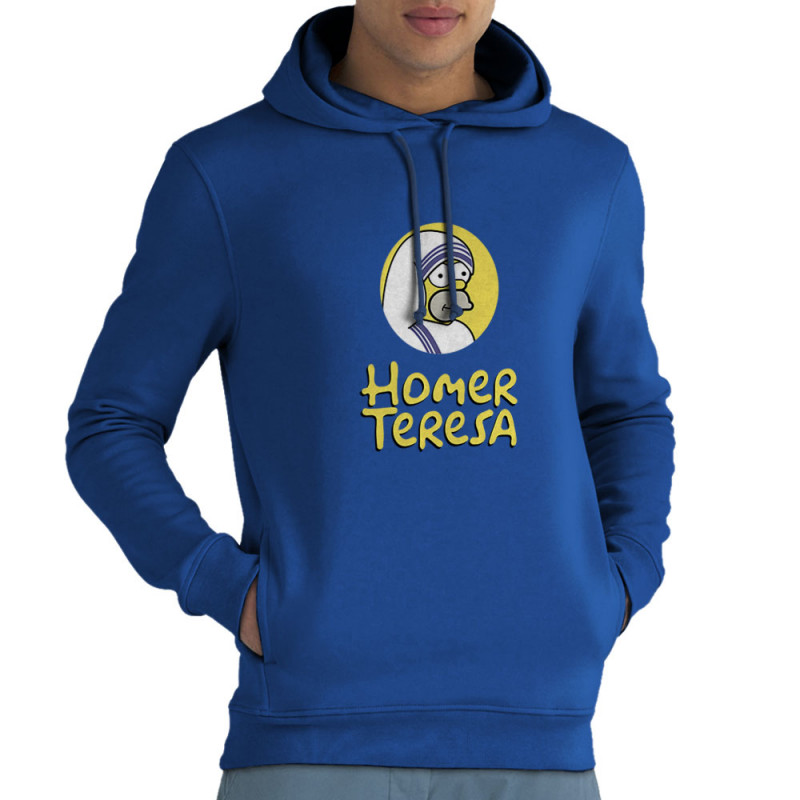 Sweat homme à capuche coton bio bleu royal Homer Teresa (Andy,Humour,Films/Séries)