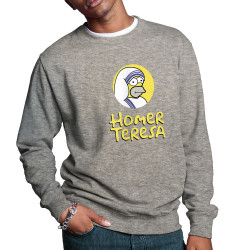 Sweat homme col rond gris chiné Homer Teresa (Andy,Humour,Films/Séries)