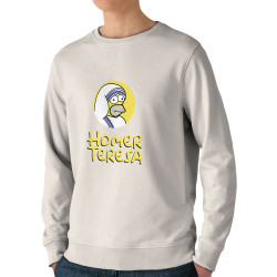 Sweat homme bio col rond naturel Homer Teresa (Andy,Humour,Films/Séries)