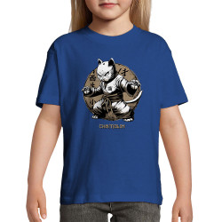 T-shirt enfant bleu royal Cha(t)olin (Gondrax,Animaux,Humour,Chats)