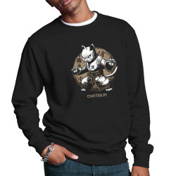 Sweat homme col rond noir Cha(t)olin (Gondrax,Animaux,Humour,Chats)