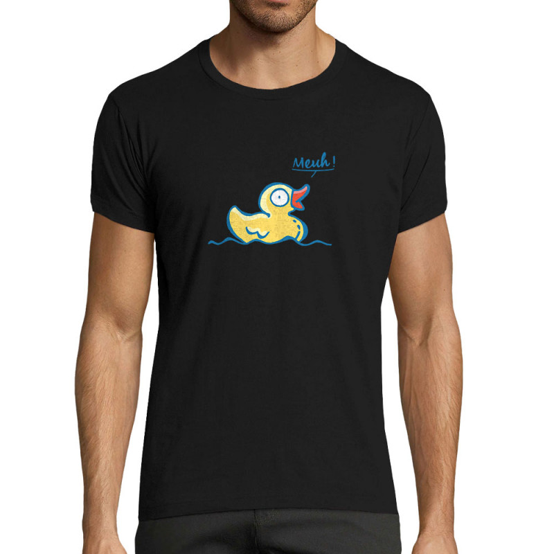 T-shirt homme fit noir Canard meuh (Gondrax,Animaux,Humour)
