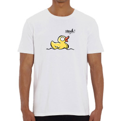 T-shirt homme coton bio blanc Canard meuh (Gondrax,Animaux,Humour)