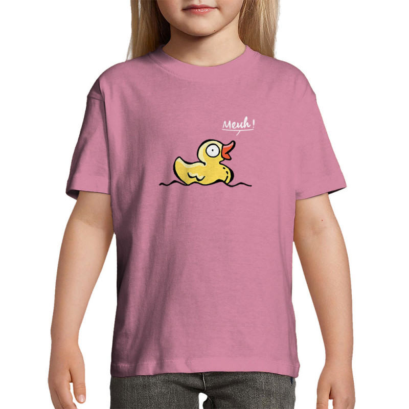 T-shirt enfant rose Canard meuh (Gondrax,Animaux,Humour)