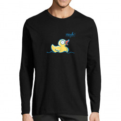 T-shirt homme manches longues noir Canard meuh (Gondrax,Animaux,Humour)