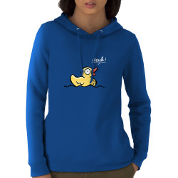Sweat femme à capuche coton bio bleu royal Canard meuh (Gondrax,Animaux,Humour)