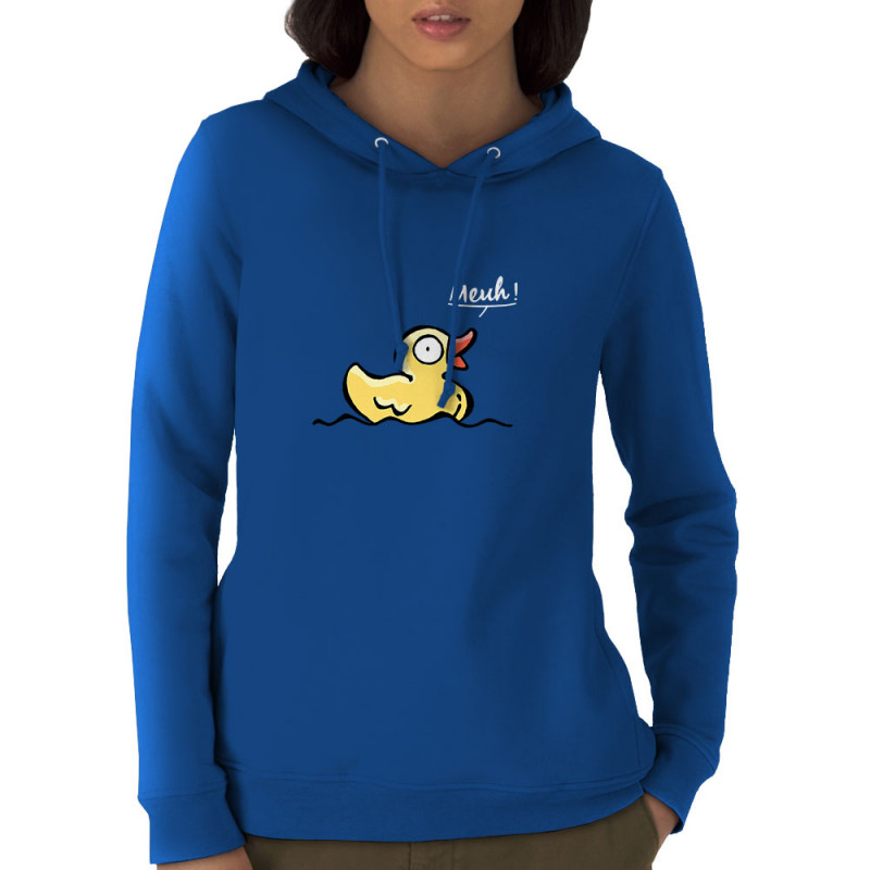 Sweat femme à capuche coton bio bleu royal Canard meuh (Gondrax,Animaux,Humour)