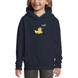 Sweat enfant à capuche bleu marine Canard meuh (Gondrax,Animaux,Humour)