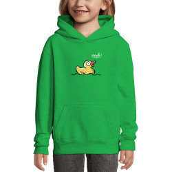 Sweat enfant à capuche vert prairie Canard meuh (Gondrax,Animaux,Humour)
