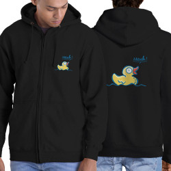 Sweat homme à capuche zippé noir Canard meuh (Gondrax,Animaux,Humour)
