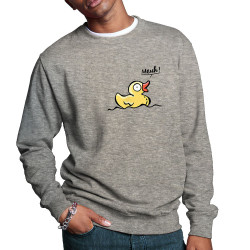 Sweat homme col rond gris chiné Canard meuh (Gondrax,Animaux,Humour)