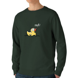 Sweat homme bio col rond vert foncé Canard meuh (Gondrax,Animaux,Humour)