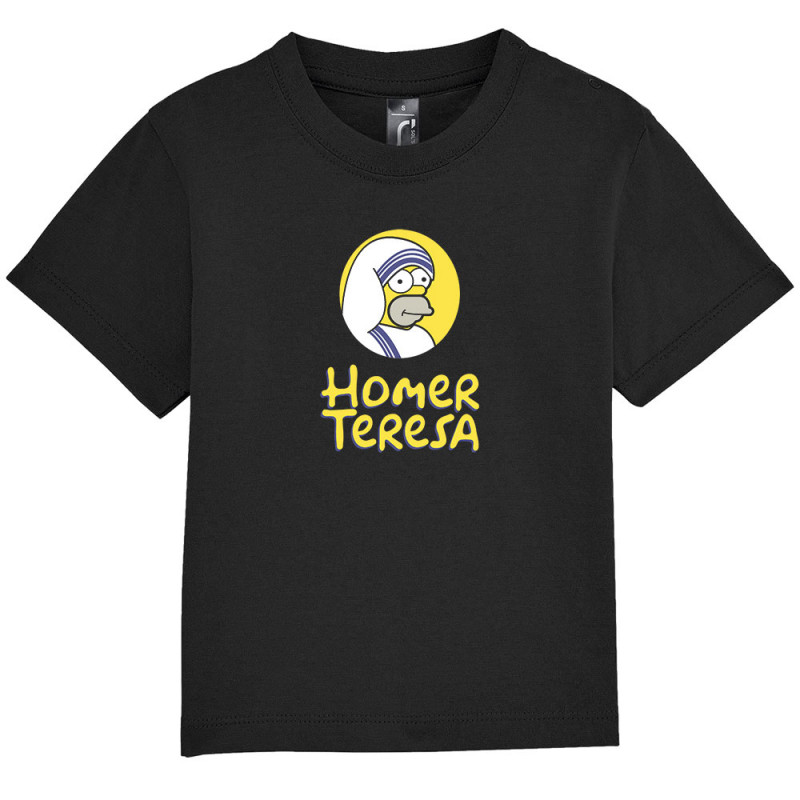 T-shirt bébé noir Homer Teresa (Andy,Humour,Films/Séries)