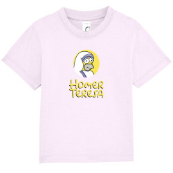 T-shirt bébé rose pale Homer Teresa (Andy,Humour,Films/Séries)
