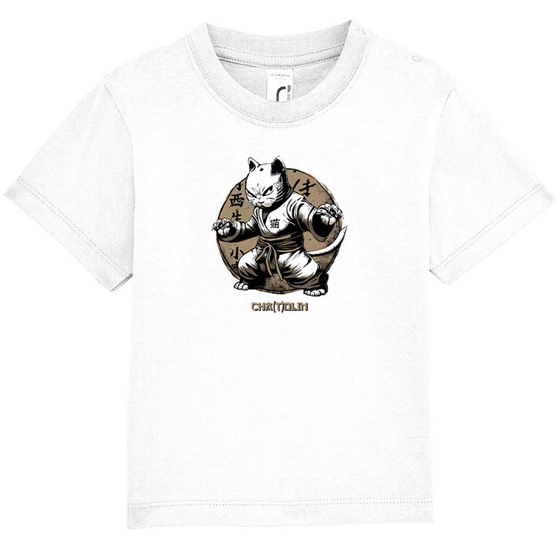 T-shirt bébé blanc Cha(t)olin (Gondrax,Animaux,Humour,Chats)
