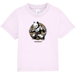 T-shirt bébé rose pale Cha(t)olin (Gondrax,Animaux,Humour,Chats)