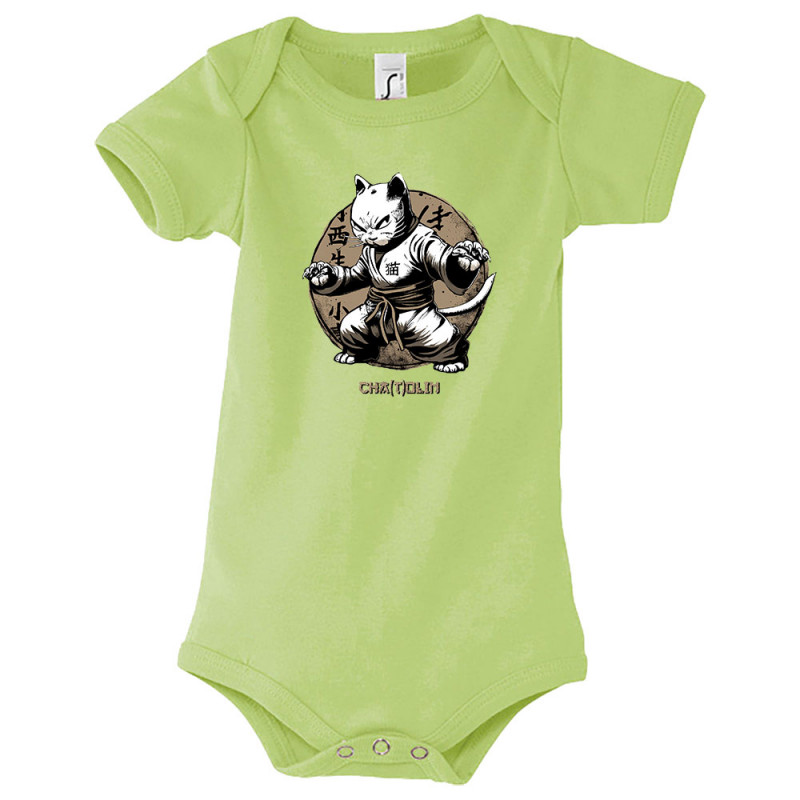 Body bébé vert pomme Cha(t)olin (Gondrax,Animaux,Humour,Chats)