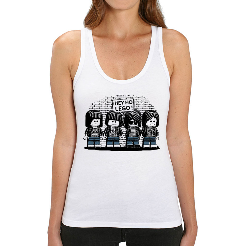Débardeur femme coton bio blanc Hey Ho Lego Ramones (Gondrax,Humour,Détournements,Rock & Punk)