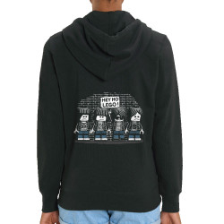 Sweat femme zippé à capuche coton bio noir Hey Ho Lego Ramones (Gondrax,Humour,Détournements,Rock & Punk)