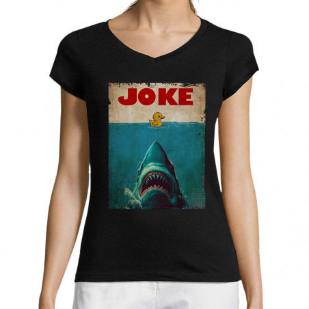 T-shirt femme col V "Joke"