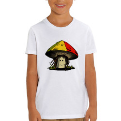 T-shirt enfant coton bio blanc Rasta Champi (Gondrax,Humour,Reggae)