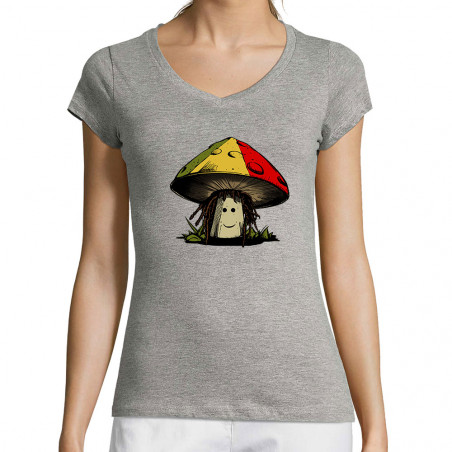 T-shirt femme col V "Rasta...