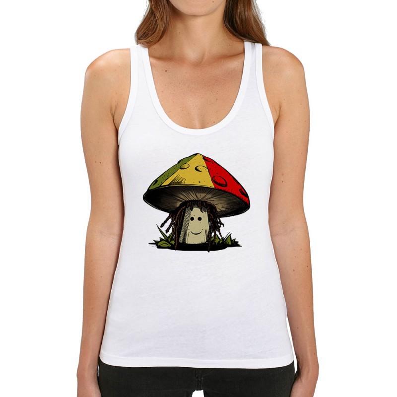 Débardeur femme coton bio blanc Rasta Champi (Gondrax,Humour,Reggae)