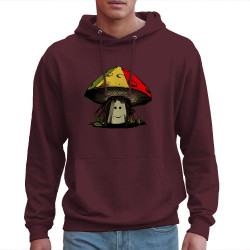 Sweat homme à capuche bordeaux Rasta Champi (Gondrax,Humour,Reggae)