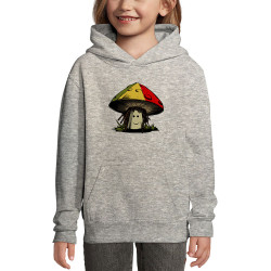 Sweat enfant à capuche gris chiné Rasta Champi (Gondrax,Humour,Reggae)