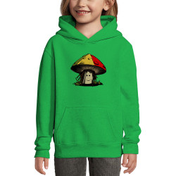 Sweat enfant à capuche vert prairie Rasta Champi (Gondrax,Humour,Reggae)