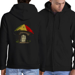 Sweat homme à capuche zippé noir Rasta Champi (Gondrax,Humour,Reggae)