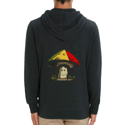 Sweat homme zippé à capuche coton bio noir Rasta Champi (Gondrax,Humour,Reggae)