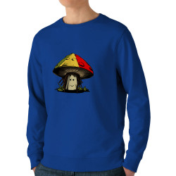 Sweat homme bio col rond bleu royal Rasta Champi (Gondrax,Humour,Reggae)