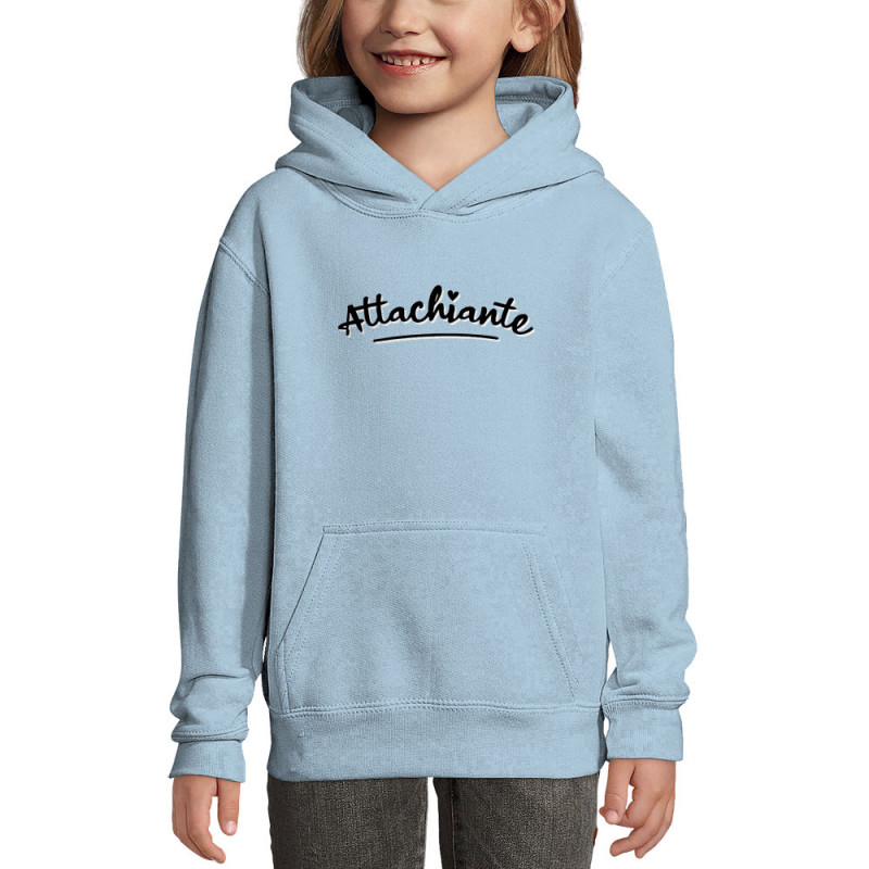 Sweat enfant à capuche bleu ciel Attachiante (Gondrax,Humour,Slogans Débiles)