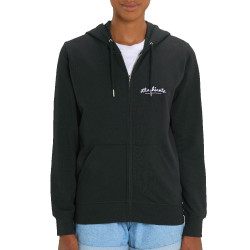 Sweat femme zippé à capuche coton bio noir Attachiante (Gondrax,Humour,Slogans Débiles)