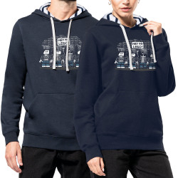 Sweat capuche à motifs unisexe bleu marine et marinière Hey Ho Lego Ramones (Gondrax,Humour,Détournements,Rock & Punk)