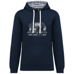 Sweat capuche à motifs unisexe bleu marine et marinière Hey Ho Lego Ramones (Gondrax,Humour,Détournements,Rock & Punk)