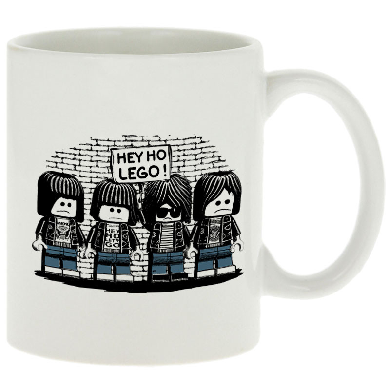 Mug blanc Hey Ho Lego Ramones (Gondrax,Humour,Détournements,Rock & Punk)
