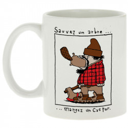 Mug blanc Sauvez un arbre Mangez un castor (Humour,Animaux)