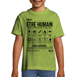 T-shirt enfant vert pomme Etre humain (Gondrax,Humour,Slogans Débiles)