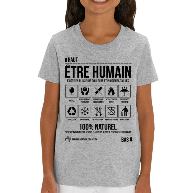 T-shirt enfant coton bio gris chiné Etre humain (Gondrax,Humour,Slogans Débiles)