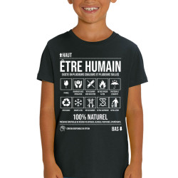 T-shirt enfant coton bio noir Etre humain (Gondrax,Humour,Slogans Débiles)