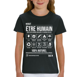 T-shirt enfant coton bio noir Etre humain (Gondrax,Humour,Slogans Débiles)