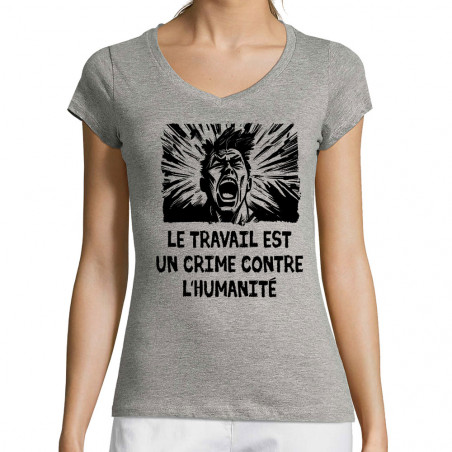 T-shirt femme col V "Le...