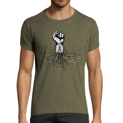 T-shirt homme fit kaki chiné Militant écolo (Gondrax,Slogans engagés,Ecologie)