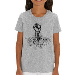 T-shirt enfant coton bio gris chiné Militant écolo (Gondrax,Slogans engagés,Ecologie)