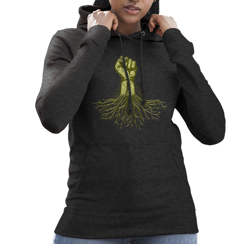 Sweat femme à capuche gris anthracite Militant écolo (Gondrax,Slogans engagés,Ecologie)