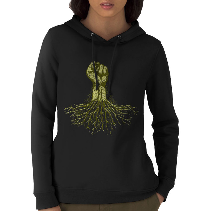 Sweat femme à capuche coton bio noir Militant écolo (Gondrax,Slogans engagés,Ecologie)
