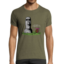 T-shirt homme fit kaki chiné Pas de bras pas de chocolat (Gondrax,Humour,Fruits & Légumes)